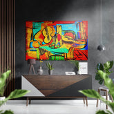 Picasso Style Brushed Aluminium Dibond Wall Art.